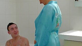 lingerie brunette anal blowjob